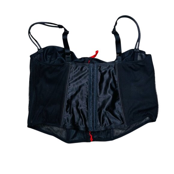 Cacique 42 Black Corset Bow Coquette Cosplay Intimates - Picture 2 of 7